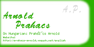 arnold prahacs business card